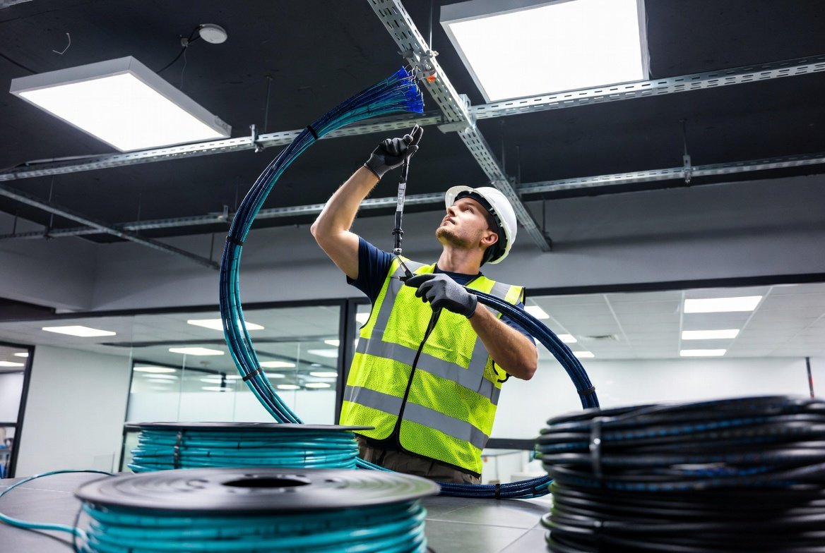 Structured cabling installation in commercial ceiling
